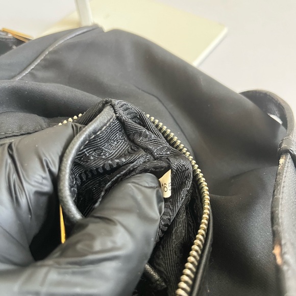 Prada Black Nylon Shoulder Bag with Gold Accents - Picture 5 of 15